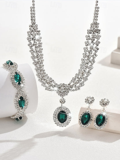 Set Women for Green – Elegant Crystal Luxury Jewelry Necklace