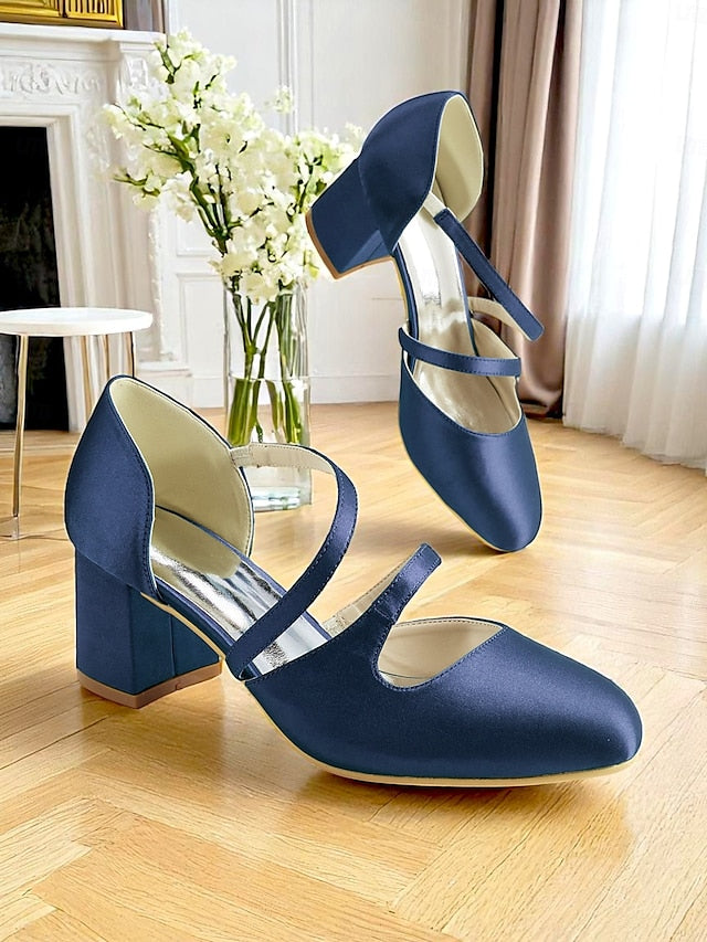 Green Women's Block Satin Elegant Heels 1950s – Jane Mary