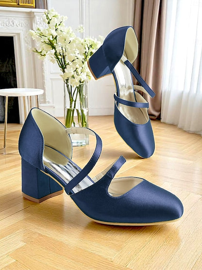 Green Women's Block Satin Elegant Heels 1950s – Jane Mary