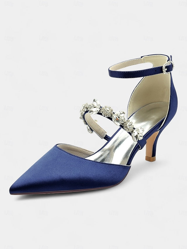 Black Heels Women's Embellishments - Satin with Rhinestone
