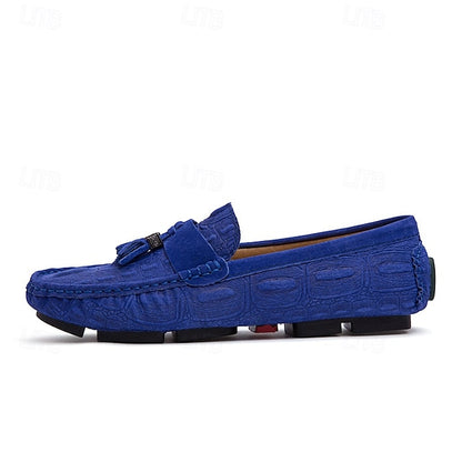 Men's Brown Faux Suede Loafers with Tassel Detail and