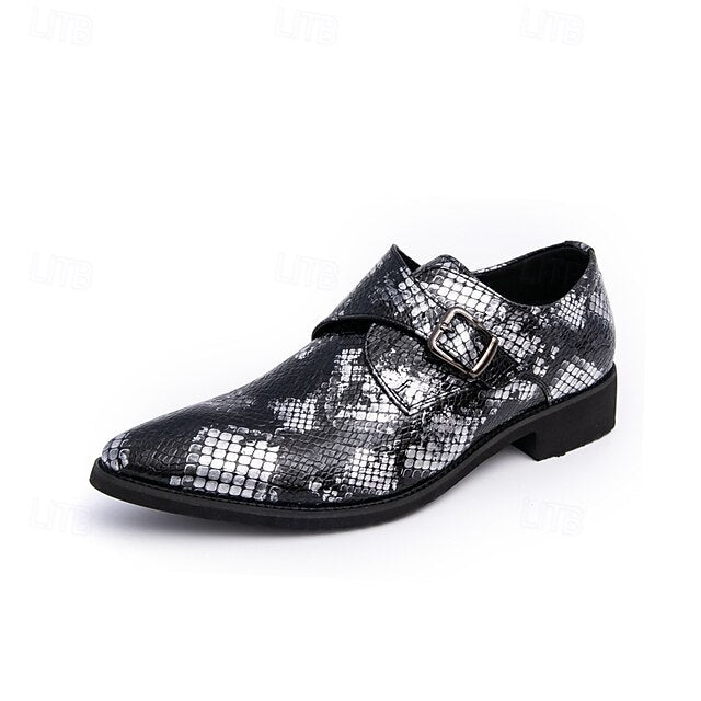 Snake Brown Strap Print Formal Classic Shoes Men – Monk for