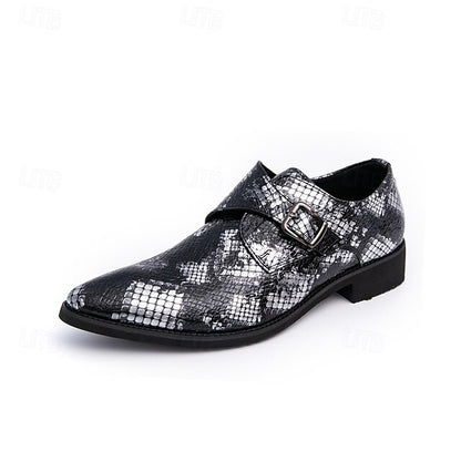 Snake Brown Strap Print Formal Classic Shoes Men – Monk for