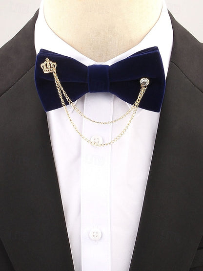 Detail Men's Bow Chain with Velvet Tie and Crown –