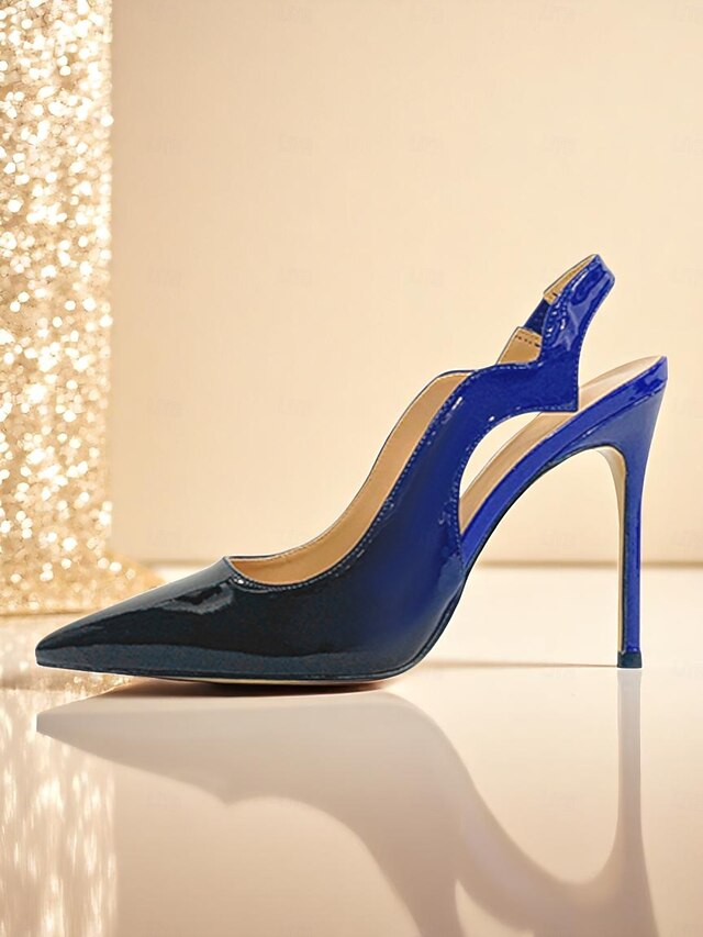 Black and Patent Red Women's Leather Slingback Heels