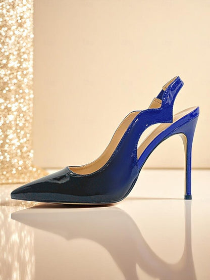 Black and Patent Red Women's Leather Slingback Heels