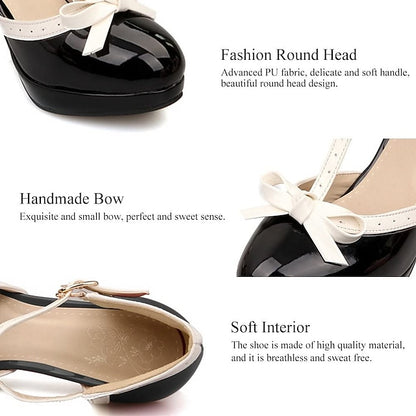 Black T-Strap Patent High Leather White with Women's Heels