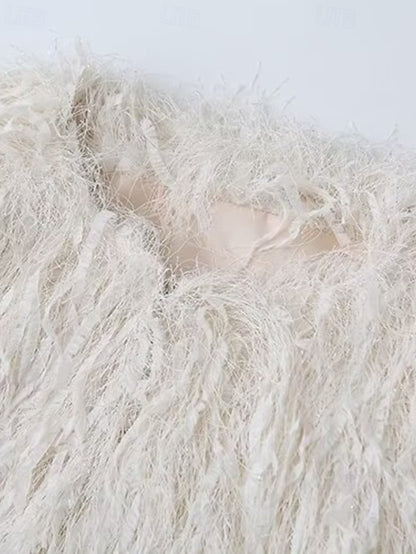 Coat Fur Faux Furs Comfortable Leathers Women's