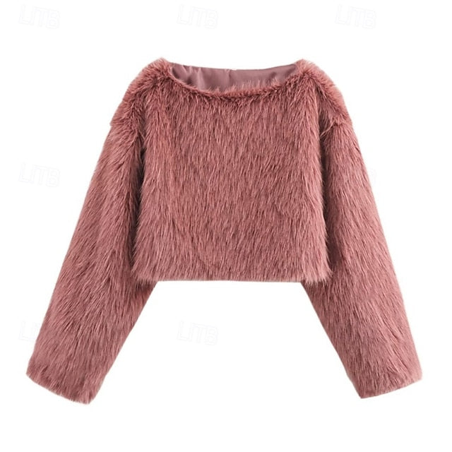 Faux Fur Comfortable Women's Warm Coat Furs Leathers