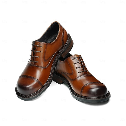 Cap Men's Leather Shoes- Toe First Genuine Oxford