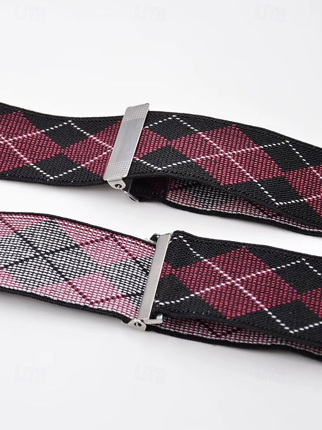 Men's Clip-On Classic Suspenders Pattern Argyle –