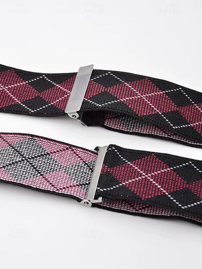 Men's Clip-On Classic Suspenders Pattern Argyle –