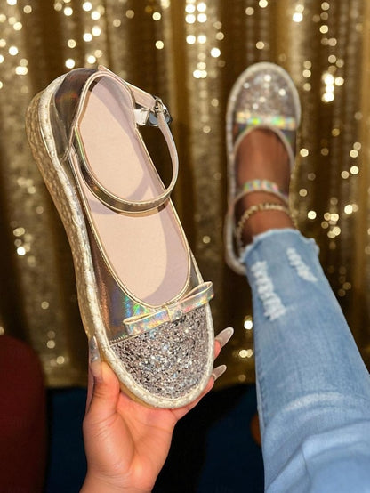 Women's Shoes Holographic Mary Glitter Jane Platform