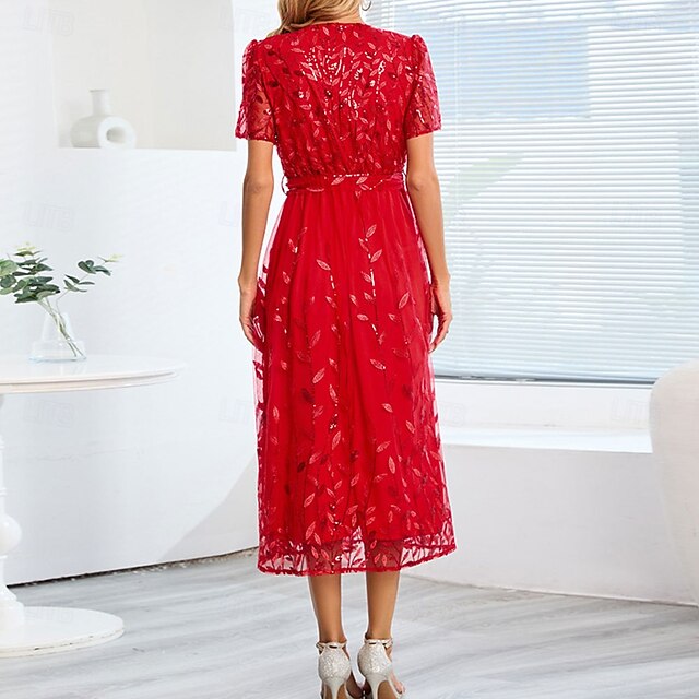 Mother Neck Elegant V Bride the A-Line Dress Sequin of