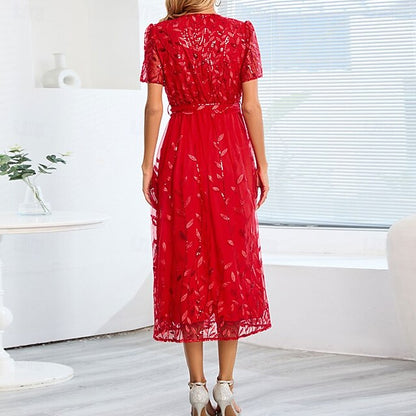 Mother Neck Elegant V Bride the A-Line Dress Sequin of
