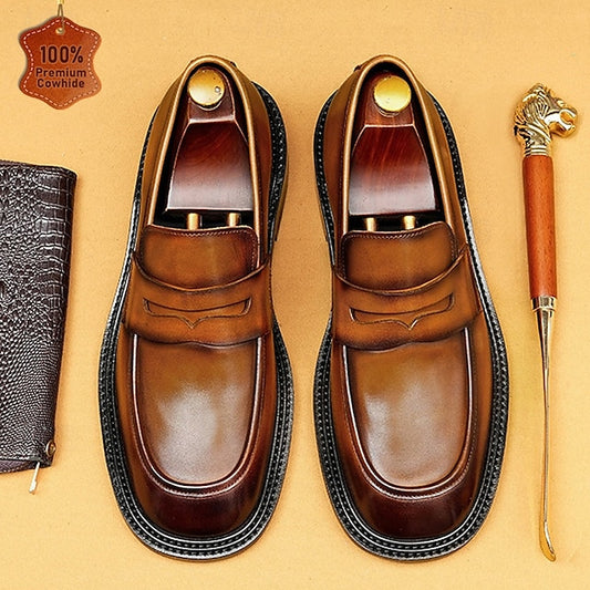 Wholesale SampleMen's Formal Leather Shoes in Brown and Tan with Wingtip