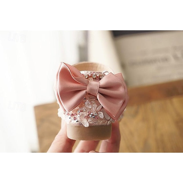 and with Bow Shoes Girls' Crystal Sparkly Girl Satin Flower