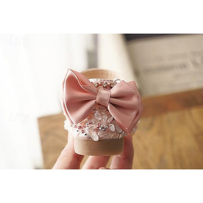 and with Bow Shoes Girls' Crystal Sparkly Girl Satin Flower