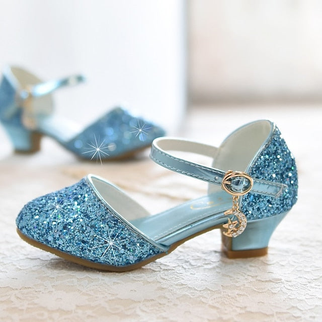 Rubber Heels PU Shoes Glitters Princess Girls' Party Little