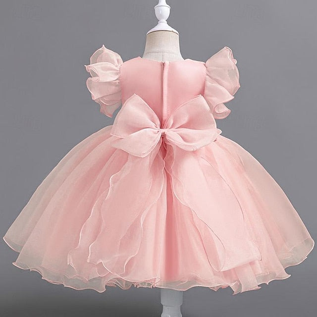 Party Sleeveless Dress Girls' Wedding Kids Floral Sequin