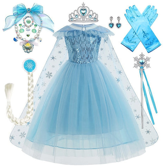 Theme Elsa Dress Princess Girl Flower Frozen Party Fairytale