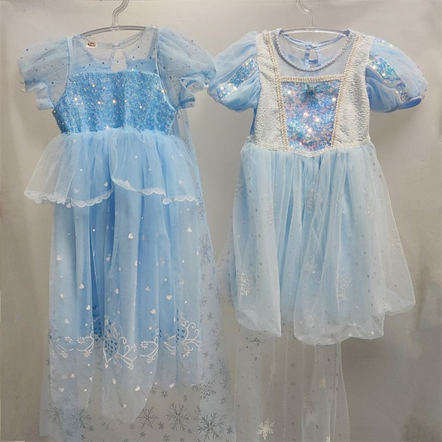 Princess Girl Elsa Frozen Dress Cosplay Cloak Flower