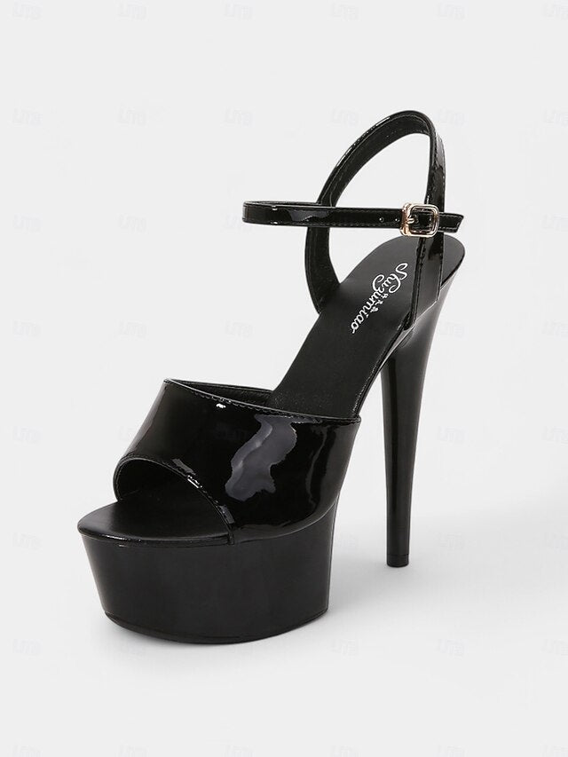 for Patent Leather Peep Red - Toe Platform Sandals Women