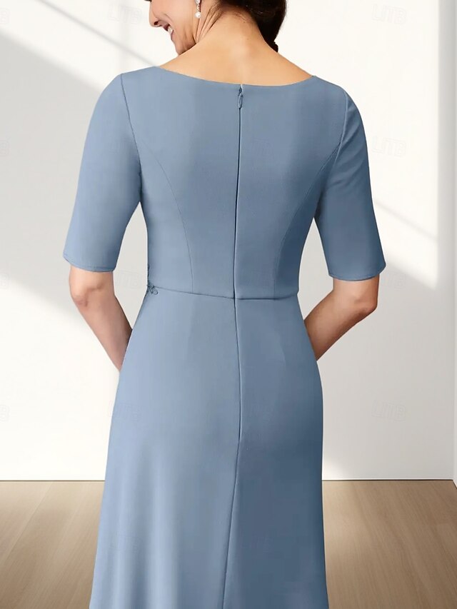 Bride Dress Elegant the Mother Wedding Neck A-Line of Crew Guest