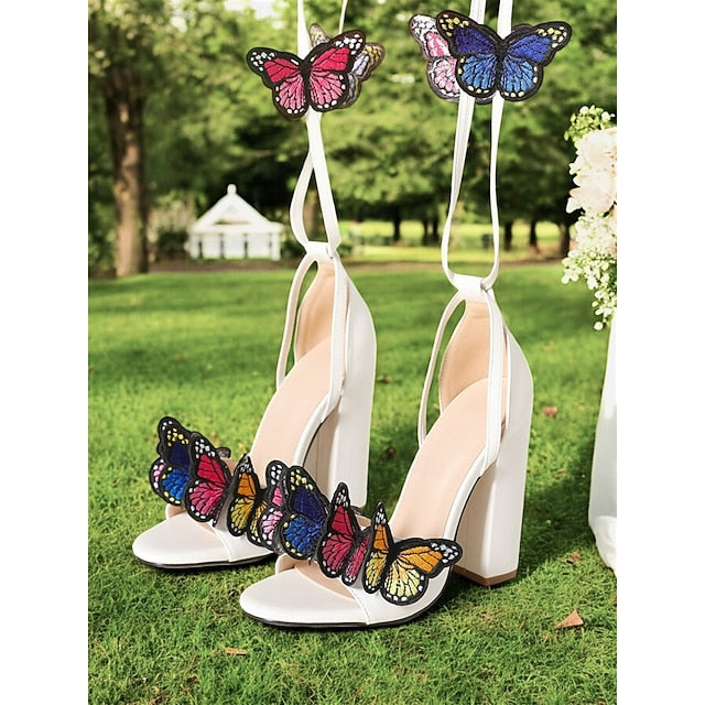 for Sandals Butterfly Black High Women – Heel Embellished