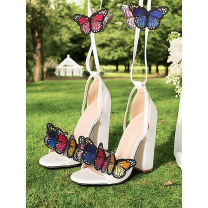 for Sandals Butterfly Black High Women – Heel Embellished
