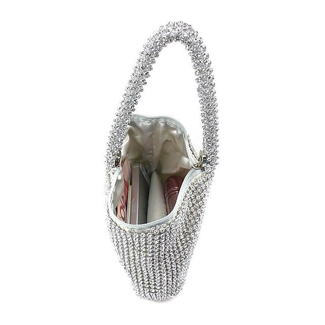 Crystal Evening Elegant Women's - Rhinestone Silver Bag