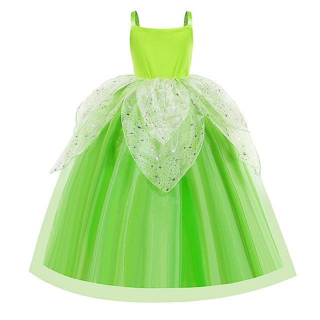 Theme Bell Flower Girl Tinker Dress Princess Tiana Fairytale