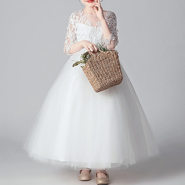 Color Girls' Dress Party Kids Girl Flower Solid