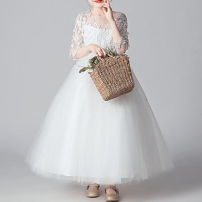 Color Girls' Dress Party Kids Girl Flower Solid