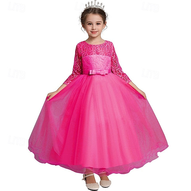 Dress Girls' Wedding Flower Girl Half Sleeve Kids