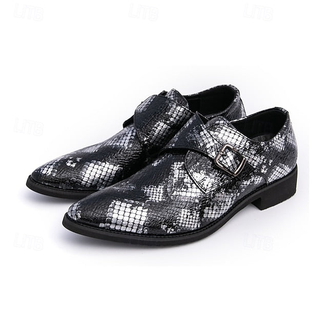 Snake Brown Strap Print Formal Classic Shoes Men – Monk for
