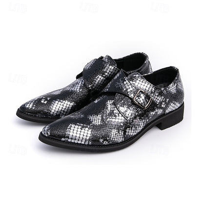 Snake Brown Strap Print Formal Classic Shoes Men – Monk for