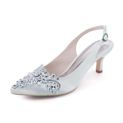 Women Beige Embellishment - Slingback for Crystal Heels with