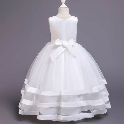 Sleeveless Party Kids Dress Girls' Colored Wedding Solid