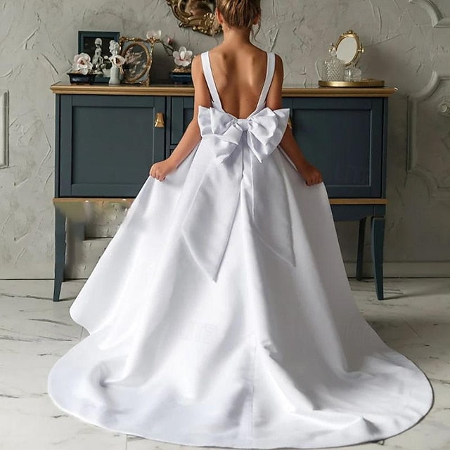 Color Flower Girl Solid Party Dress Girls' Kids