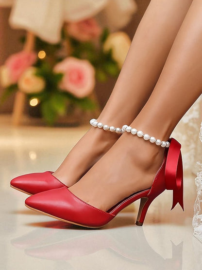 with Pearl Kitten - Heel Strap Bow Ankle Women's Blue Pumps