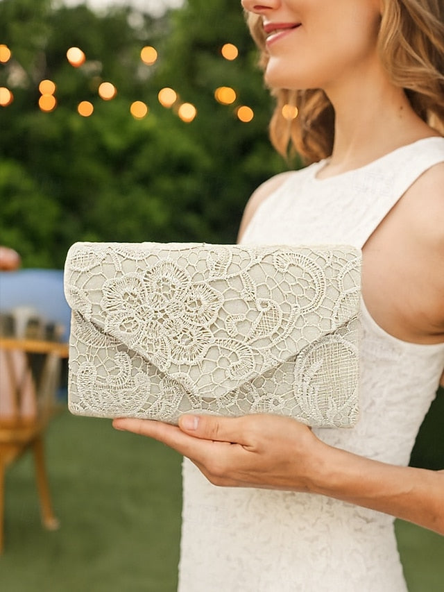 Women's Chain Clutch Evening Strap Bag with Lace