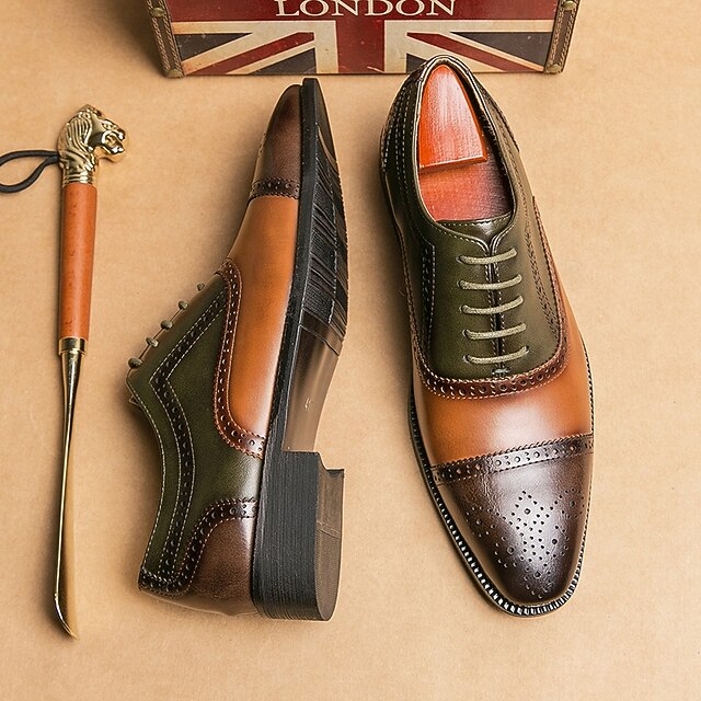 Brown Wingtip and – Black Men's Oxford Shoes Leather Faux