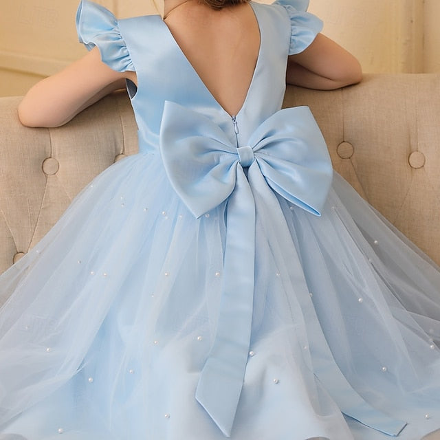 Dress Color Solid Flower Kids Party Girls' Girl