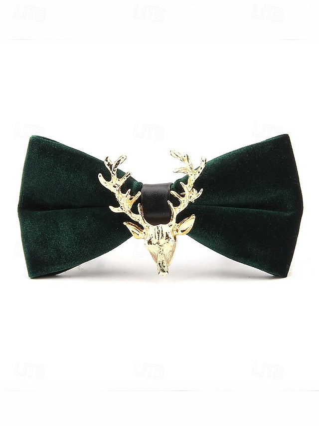 Bow with Velvet Pin Men's Deer Tie Gold Head