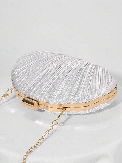 Purse Pleated Shell Evening Satin Clutch Women's