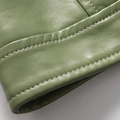 Comfortable Women's Zipper Leather Pocket Jacket Faux