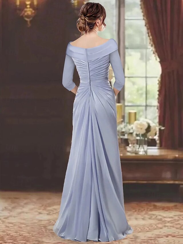 Neck the A-Line Mother V Dress of Length Bride Floor Elegant