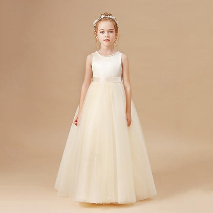 Party Dress Kids Flower Color Solid Girl Girls'