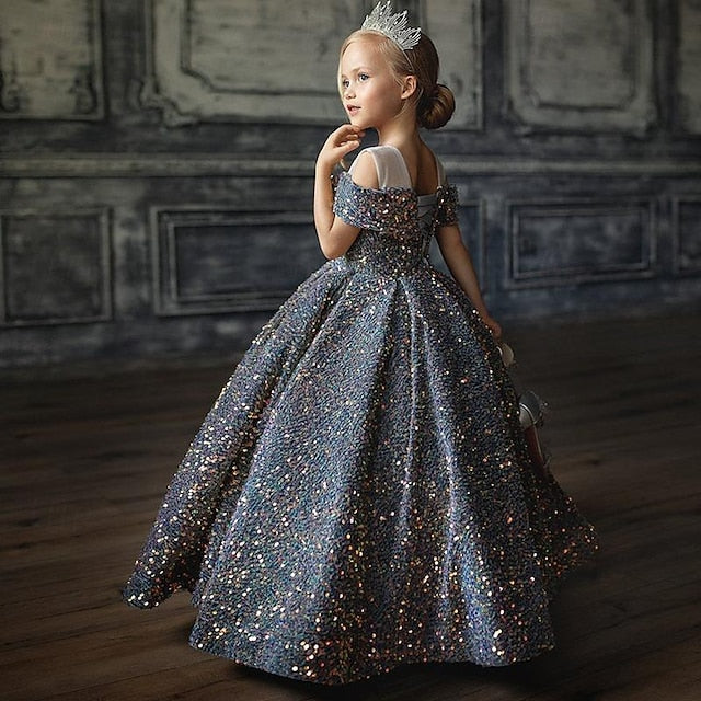 Dress Party Flower Solid Girls' Girl Color Kids